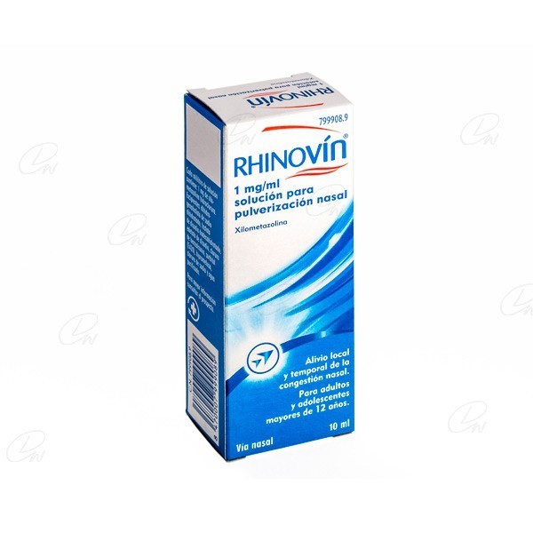 RHINOVÍN 1 MG/ML SOLUCIÓN PARA PULVERIZACIÓN NASAL, 1 frasco de 10 ml