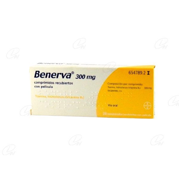 BENERVA 300 mg COMPRIMIDOS RECUBIERTOS CON PELICULA, 20 comprimidos
