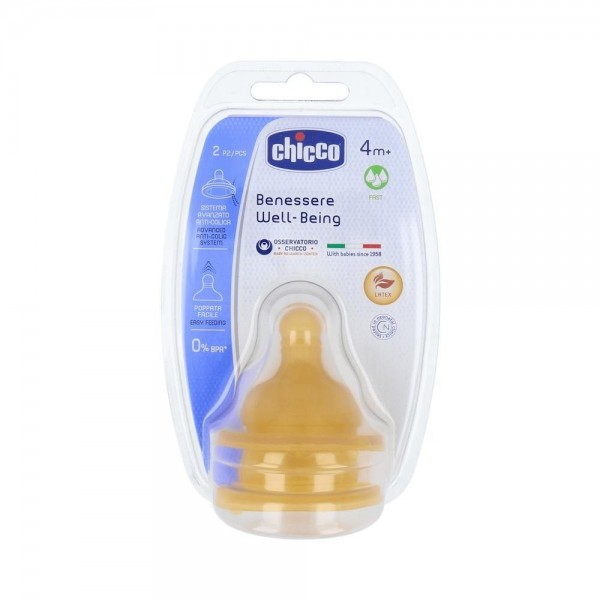 Tetina Chicco Wb Caucho Flujo Rapido 4M+ 2Uds
