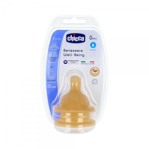 Tetina Chicco Wb Caucho Flujo Normal 0M+ 2Uds