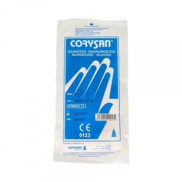 Guantes Cirugia Corysan Latex Blanco S/Polvo Est T/7.5 2 Un
